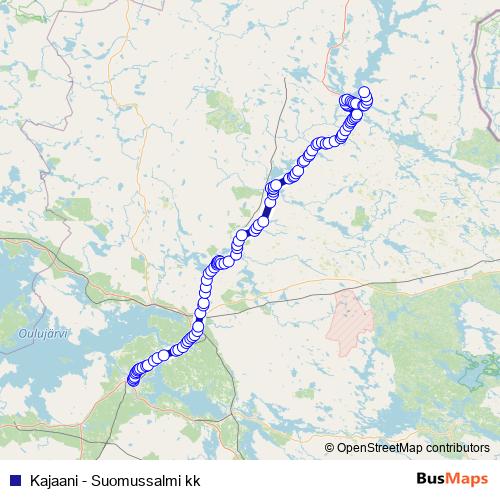 Kajaani - Suomussalmi kk bus Line Map