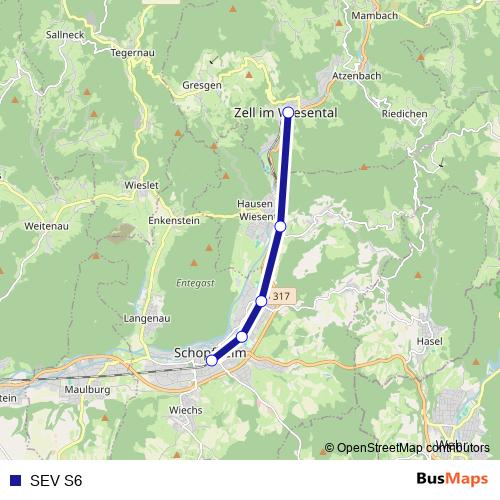 SEV S6 rail Line Map
