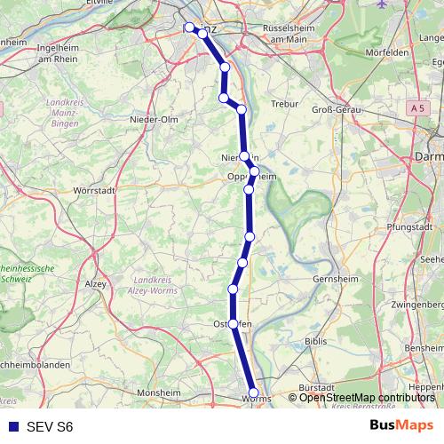 SEV S6 rail Line Map