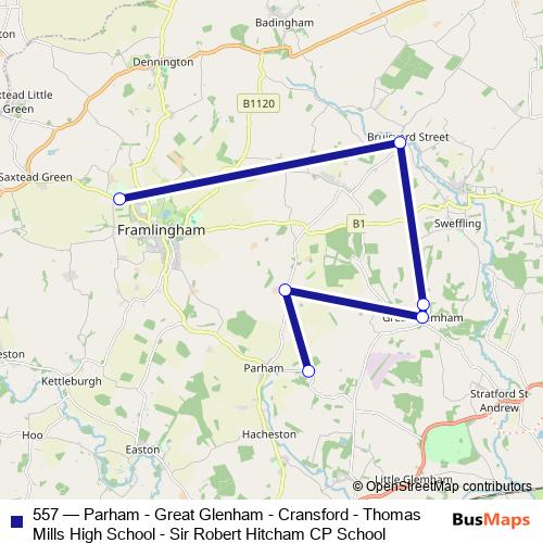 557 bus Line Map
