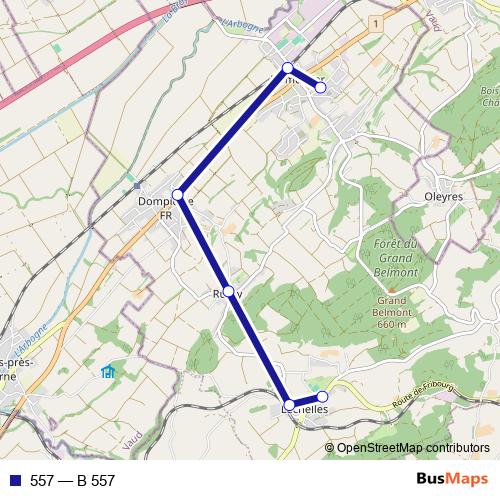 557 bus Line Map