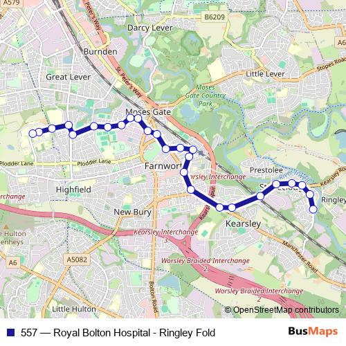 557 bus Line Map