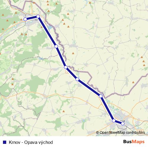 Krnov - Opava východ rail Line Map