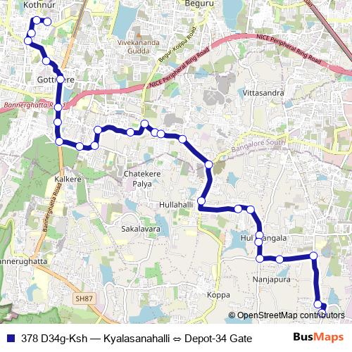 378 D34g-Ksh bus Line Map