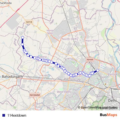 114extdown bus Line Map