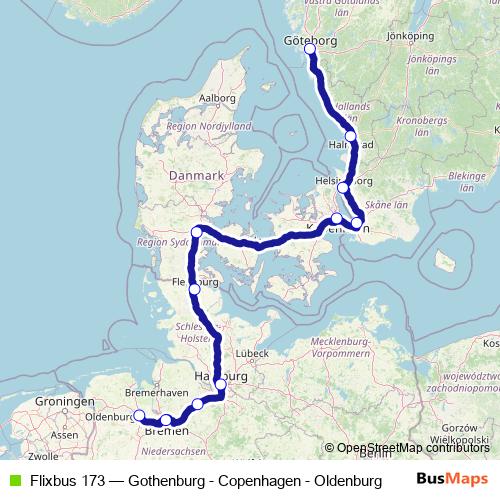 Flixbus 173 bus Line Map