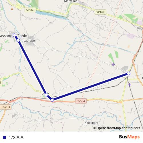 173 A A bus Line Map