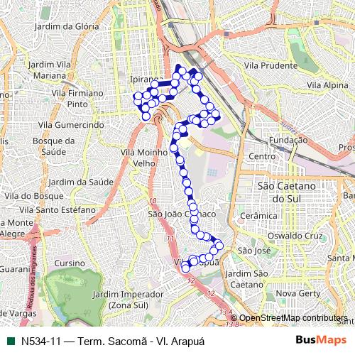 N534-11 bus Line Map