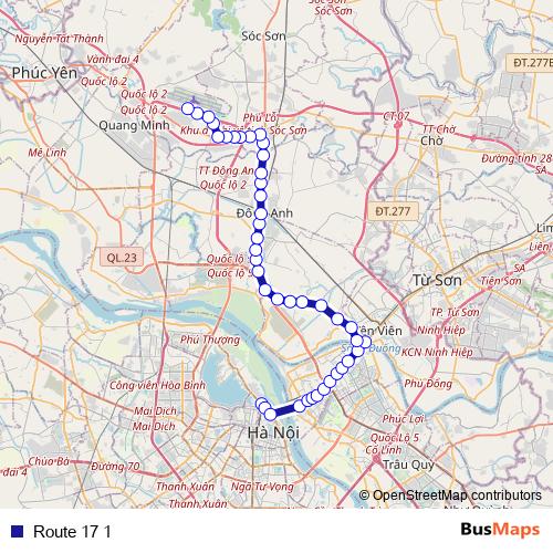 Route 17 1 bus Line Map