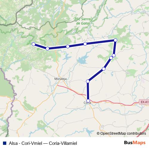 Alsa - Cori-Vmiel bus Line Map