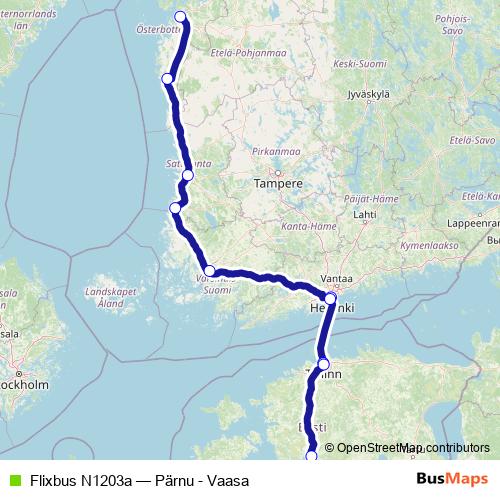 Flixbus N1203a bus Line Map
