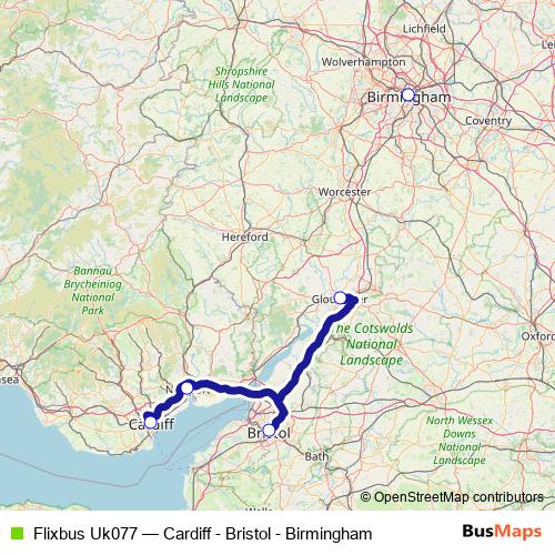 Flixbus Uk077 bus Line Map