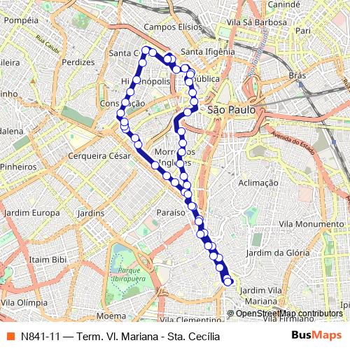 N841-11 bus Line Map