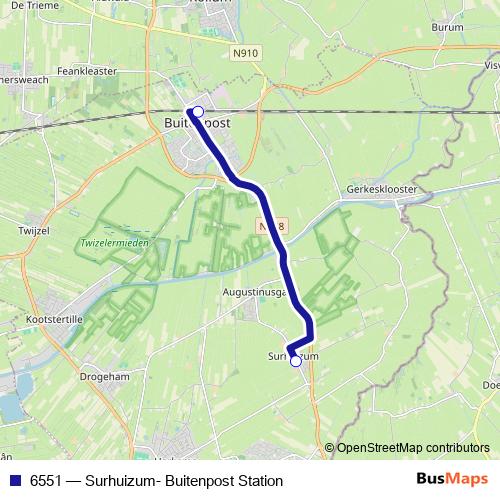 6551 bus Line Map