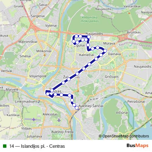 14 trolleybus Line Map
