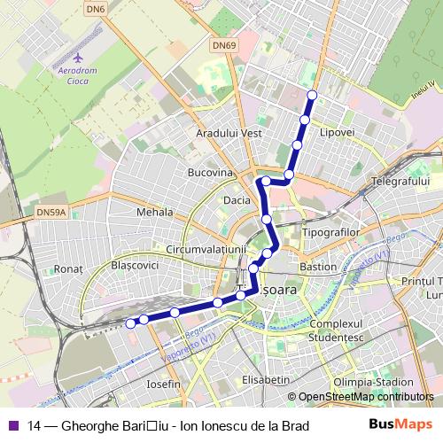 14 trolleybus Line Map