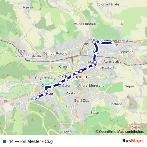 14 trolleybus Line Map