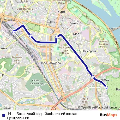14 trolleybus Line Map