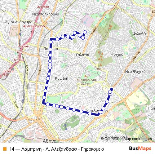 14 trolleybus Line Map