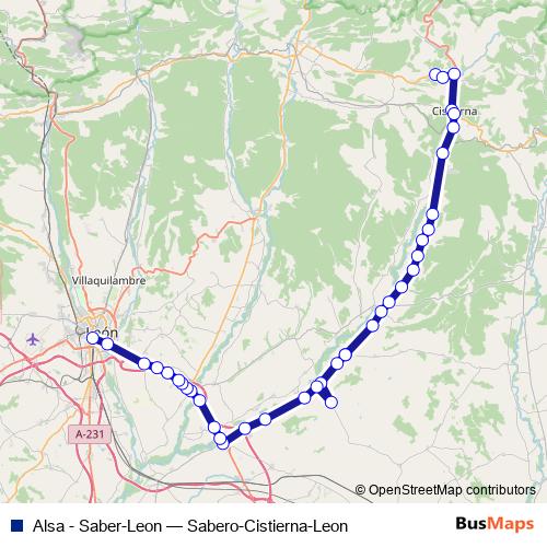 Alsa - Saber-Leon bus Line Map
