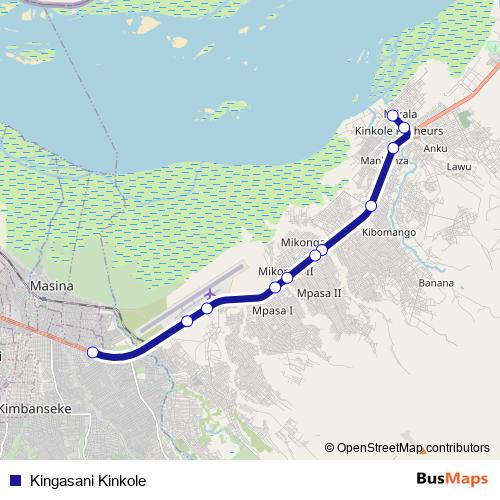 Kingasani Kinkole bus Line Map