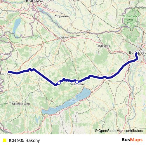ICB 905 Bakony bus Line Map