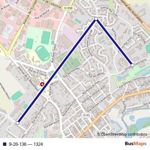9-28-136 bus Line Map