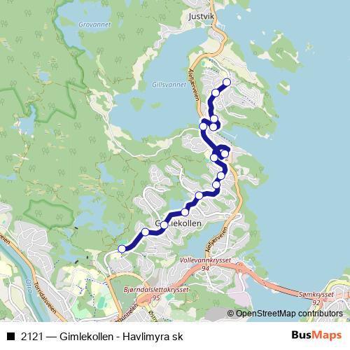 2121 bus Line Map