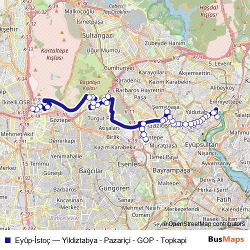 Eyüp-İstoç bus Line Map