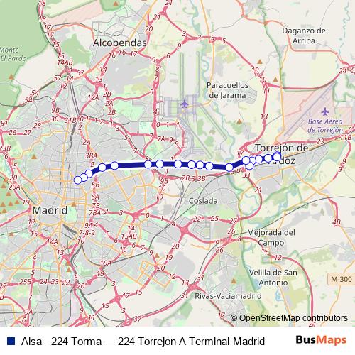 Alsa - 224 Torma bus Line Map