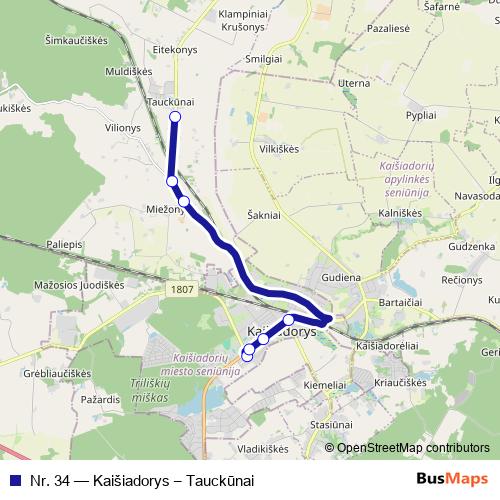 Nr. 34 bus Line Map