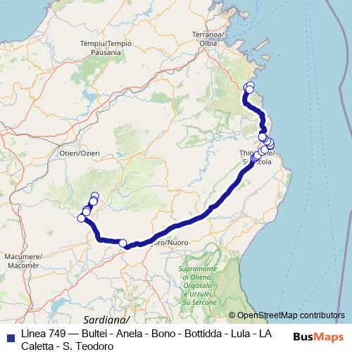 Linea 749 bus Line Map