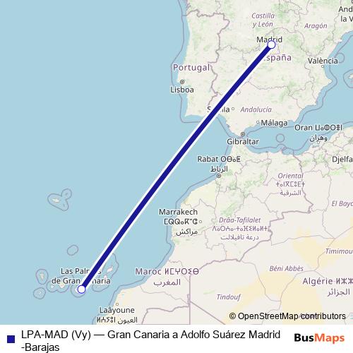 LPA-MAD (Vy) air Line Map
