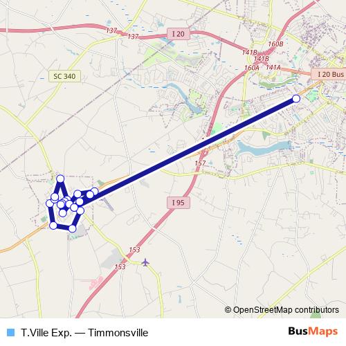 T.Ville Exp. bus Line Map