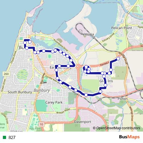 827 bus Line Map