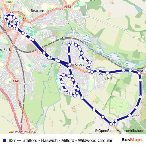 827 bus Line Map