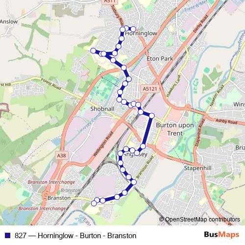 827 bus Line Map