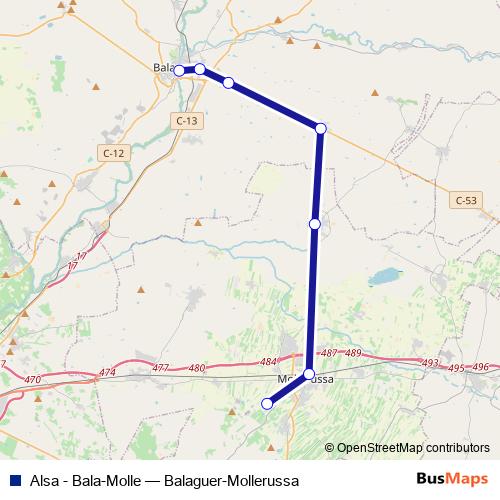 Alsa - Bala-Molle bus Line Map