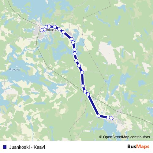 Juankoski - Kaavi bus Line Map
