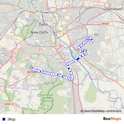 34up bus Line Map