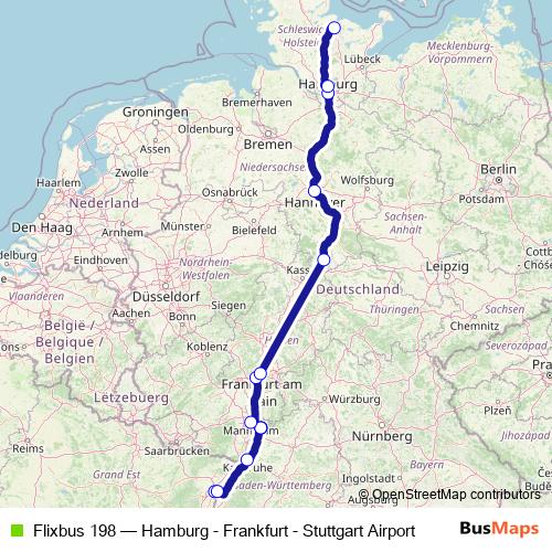 Flixbus 198 bus Line Map