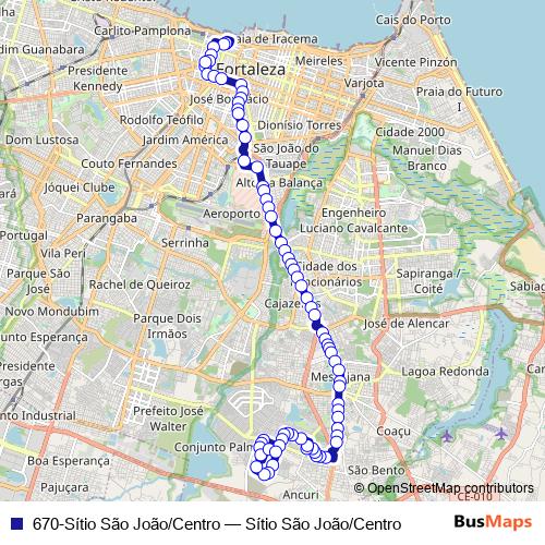 670-Sítio São João/Centro bus Line Map