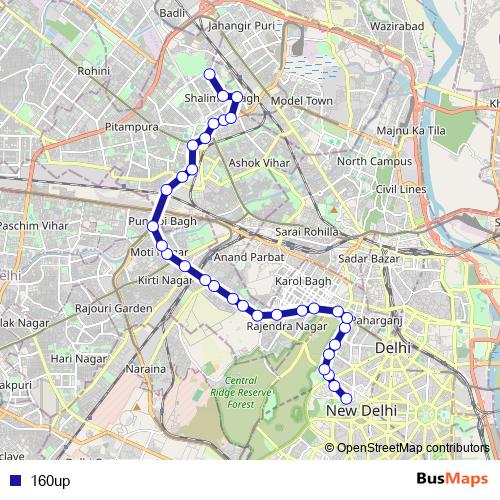 160up bus Line Map