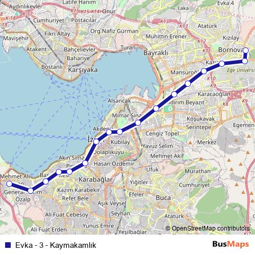 Evka - 3 - Kaymakamlık metro Line Map