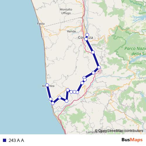 243 A A bus Line Map