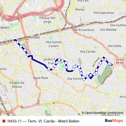 N433-11 bus Line Map