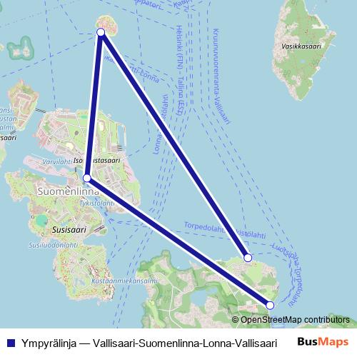 Ympyrälinja ferry Line Map