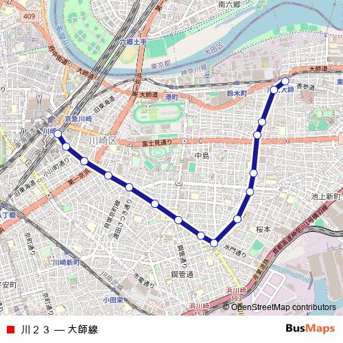 川２３ bus Line Map