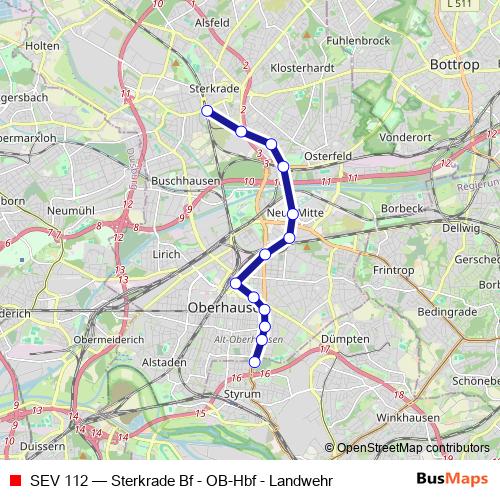 SEV 112 bus Line Map