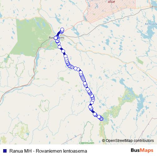 Ranua MH - Rovaniemen lentoasema bus Line Map